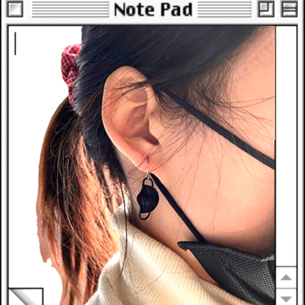 Women's Black Face Mask Drop Dangle Earrings